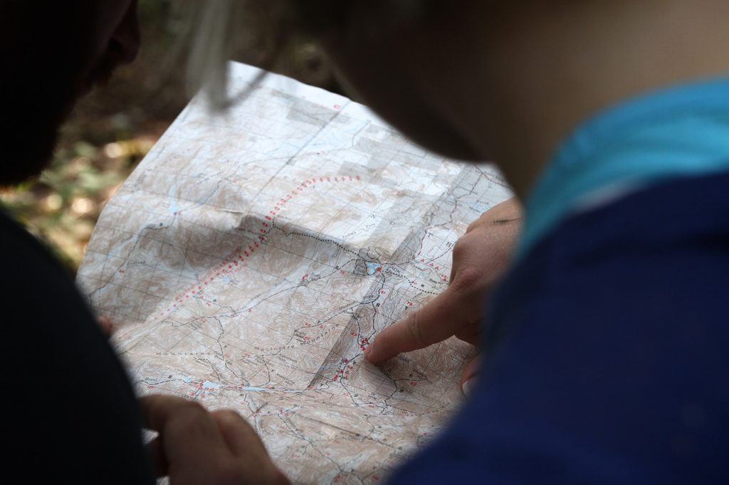 looking at a map