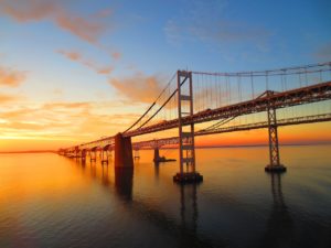2 spans of the Chesapeake Bay Bridge in Maryland